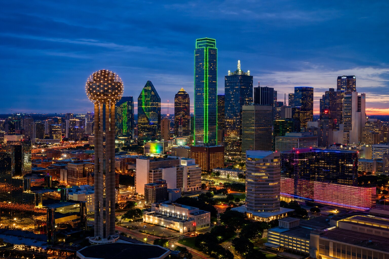 Dallas, Texas skyline at blue hour
